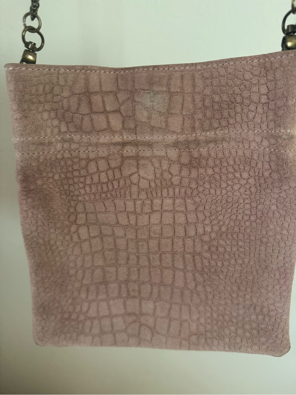 Stella McCartney Blush Suede Croc-Embossed Shoulder Bag